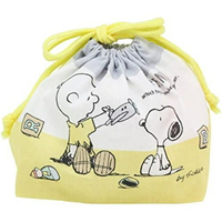 小禮堂 Snoopy 棉質束口便當袋  (黃白玩具款)