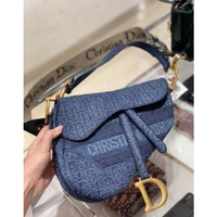 【Dior】新款 限量 牛仔 馬鞍包 中號 手工刺繡