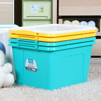 茶花3個裝塑料收納箱有蓋衣服書學生特大號玩具收納盒帶輪整理箱