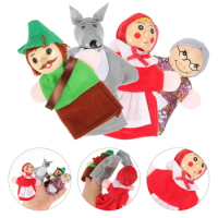 Finger Puppets Set Baby 4 pcs Animals Plush Doll Hand Cartoon Family Hand Puppet Cloth theater Educational Toys for Kids Gifts