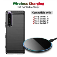 15W Fast Wireless Charger for Sony Xperia 1 II III IV V 5 IV 5V Wireless Charging Pad with USB Cable Gift Case
