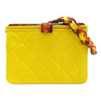 CHANEL 香奈兒 黃色 菱格紋 羊皮 Vanity Tortoiseshell HW 手提包 【二手名牌BRAND OFF】