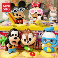 MINISO Blind Box Disney Mickey Mouse and Friends Beach Series Model Ornaments Children's Toys Donald Duck Goofy Birthday Gift