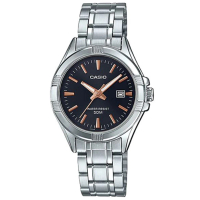 【CASIO 卡西歐】潮流大器不鏽鋼日期顯示指針紳士錶-黑面X玫瑰金刻度(MTP-1308D-1A2)