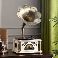 唱片機 派拉蒙仿古留聲機黑膠唱片機擺件音響喇叭老式歐式臺式電唱機復古 交換禮物