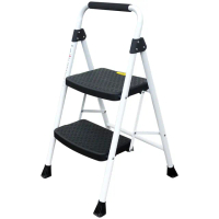 【U-CART 優卡得】二階踏板家用鐵梯C款-白色款附安全鎖(階梯/鐵梯/摺疊梯/防滑梯/梯子/樓梯椅/室內梯)