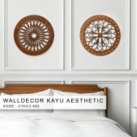 Hiasan Dinding Kayu Aesthetic Motif Mandala Ukuran Jumbo 1 Set isi 2pcs Diameter 60cm
