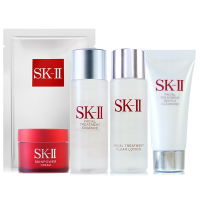 *SK-II 青春露30ml+亮采化妝水30ml+全效活膚潔面乳20g+致臻肌活能量活膚霜15g+青春敷面膜*1片+化妝包-隨機(全新改版/正統公司貨)