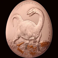 2022 Samoa 20 Cents Asian Dinosaur Gold Plated Egg Shaped Commemorative Copper Coin Series 2 50*40MM