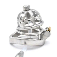 Stainless Steel Male Chastity Cage Short Men's Locking Belt Restraint Device 325 Cock Ring Chastity