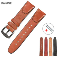 20/22mm Retro Genuine Leather Watchband For Samsung Galaxy Watch 3 41mm 45mm Strap Active 2 Gear S3 Galaxy Watch 42mm 46mm Band