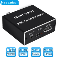 192KHz HDMI-compatible Audio ARC Extractor HDMI-compatible ARC To Toslink + Coaxial + L/R Converter Audio Return Channel Adapter