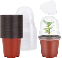 MIXC Plant Nursery Pots with Humidity Dome 4" Soft Transparent Plastic Gardening Pot Planting Contai