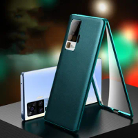Magnetic Adsorption Metal Bumper Cases for Oppo Reno 6 5 4 Pro Tempered Glass Cover for Oppo Reno 6 5 4 Pro + PU Leather Coques