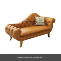 ZC Chaise Longue Taffy Chair Orange Sofa Bedroom Single Chaise Bed Balcony Beauty Recliner