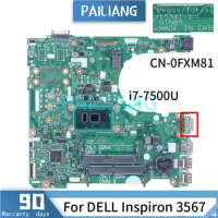For DELL Inspiron 3567 i7-7500U Laptop Motherboard 0FXM81 15341-1 SR2ZV DDR4 Notebook Mainboard