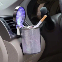 Alat abu rokok Noctilucent Asbak Rokok Mobil Car Ashtray LED Light - 068 - Silver Viral