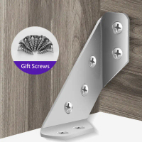 10/2set Stainless Steel Corner Code L Bracket 90° Angle Shape Shelf Cabinet Support Fixing Frame Cor