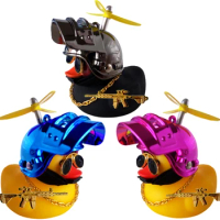 Motor Accessories Yellow Duck with Helmet for Bike Without Lights Auto Car Accessories Duck In The Car Car Interior Decoration
