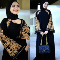 Abaya Turkey Bordir Shanum Basic Arab Bahan Jetblack Saudi Premium