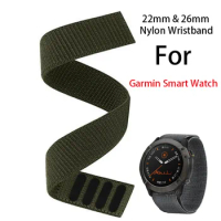Nylon Strap For Garmin Enduro Watch Band Fenix 6 6X Pro 5X Plus/TACTIX DELTA/MK2i/Forerunner 945 22mm 26mm Hook Loop Watchband
