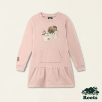【Roots】Roots 大童-經典傳承系列 動物長袖洋裝(粉色)