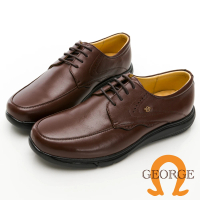 GEORGE 喬治皮鞋 舒適系列 柔軟羊皮寬楦綁帶氣墊皮鞋 -咖 135019BR-20