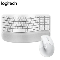 【Logitech 羅技】Wave Keys 無線人體工學鍵盤 搭 LIFT 人體工學垂直滑鼠(珍珠白)*