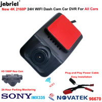 Jabriel Auto Wifi 4K 2160P Car DVR Dash Cam Front and Rear Camera 24H Parking Monitor Dashcam Driving Video Recorder for All Car