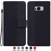 For Samsung Galaxy S8 S 8 SM-G950 Case for Samsung Galaxy S8+ S8 Plus SM-G955F Case Magnetic Geometric Textile Wallet Book Cover