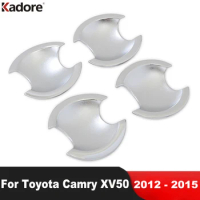 Side Door Handle Bowl Cover Trim For Toyota Camry XV50 2012 2013 2014 2015 Chrome Car Decoration Molding Exterior Accessories