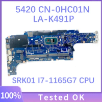 CN-0HC01N 0HC01N HC01N GDF40 LA-K491P Mainboard For DELL Latitude 5420 Laptop Motherboard With SRK01 I7-1165G7 CPU 100%Tested OK
