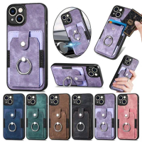 2024 Rotatable Ring Stand Holder Phone Case for iPhone 14 Pro 14 Plus 14 Pro Max 14 13 Pro 12 Pro 11 Pro 6 7 8 Plus Card Slots W