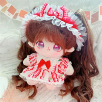20CM Doll Clothes Lolita Style Princess Dress Headband Fairy Dress Headwear Wig Curly Hair Mini Shoes For Idol Dolls Accessories