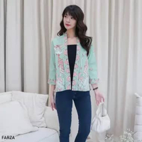 Evercloth Farza Blazer Batik Outer Batik Lengan Panjang Luaran Batik Atasan Blouse Wanita Rompi Wani