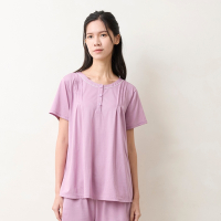 華歌爾睡衣-睡眠研究系列 M-L長絨棉半開襟褲裝(攔瓣紫) LWB59041DA