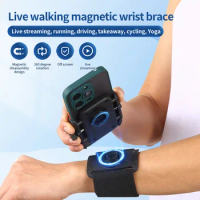 Upgraded Magnetic 2 in 1 Wristband Phone Holder 360° Rotatable Detachable Armband Phone Stand 4-7" Bracket for Gym Running Live