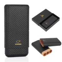 Portable Travel Leather Wood COHIBA Cigar Moisture Cases for 3 cigars holder Humidor Smok Zigarren Gentleman