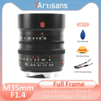 7artisans M35mm F1.4 Full Frame Lens for Leica M Mount Camera M9 M10 Adapter Ring to Sony E Canon R Nikon Z Fuji X xt30 L Mount