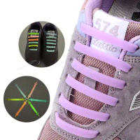 Luminous Silicone Shoelaces Night Glow No Tie Shoe laces Elastic Laces Sneakers Kids Adult Rubber Shoelace for Shoes 12Pcs