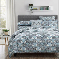 【金安德森】Scion 刺蝟 Spike 藍 (長纖天絲)-加大被套附兩枕+雙人床包
