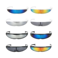 Funny Plastic Color Mirrored Single Lens Visor Sunglasses Cyclops Cosplay Women Men Party Eye Glasses for Boys