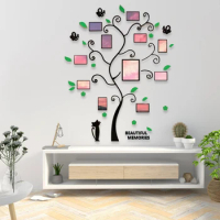 DIY Wall Poster Decal Sticker 3D Family Tree Wall Sticker Acrylic Photo Tree Mirror Photo Wall Wallpaper Kid Room Home Decor Hot