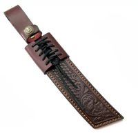 Hand Made Genuine Cow Leather Outdoor Straight Japanese Samurai Knife Sheath Scabbard Cover Pants Leather Case with Metal Buckle