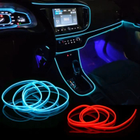 Car Neon LED Light Interior Lighting Garland Wire EL Wire Rope Tube Ambient LED Strip Decoration Flexible Tube Colors Auto Led