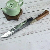 Longquan Kitchen Knives 9Cr18MoV Steel Blade Sharp Chef Cleaver Sashimi Slicing Ham Filleting Kiritsuke Handmade Forged Knife