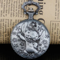 Bronze/Grey Retro Quartz Pocket Watch Game Theme with Necklace Chain Pendant Watches Fob Watch Gift for Children