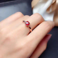 Natural Ruby Ring S925 Sterling Silver Rose Gold Ring Red Gemstone Jewelry luxury