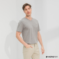 Hang Ten-男裝-有機棉V領腳丫短袖T恤-灰色