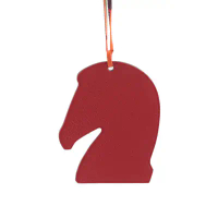 【HERMES】愛馬仕紅色/橘色馬頭手工皮雕包包吊飾